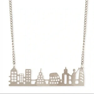 ZAD Fashion Silver Tone Metal Cutout New York Skyline Necklace